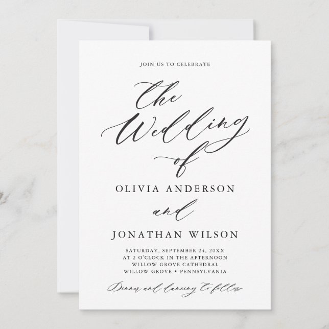 Black Elegant Script Typography Front Only Invitat Invitation (Front)
