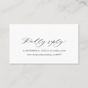 Black Elegant Script Typography RSVP Business Card