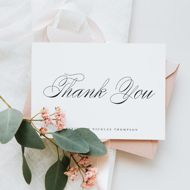 Black Elegant Script Wedding Thank You Card (Creator Uploaded)