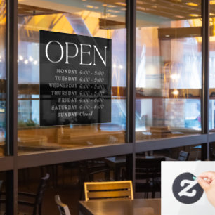 Black Elegant Serif Retail Open Sign Store Hours