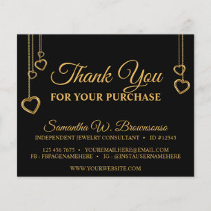 Black Elegant Simple Clean Heart Gold Thank You