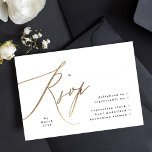 Black Elegant Simple Gold Wedding RSVP Card<br><div class="desc">Elegant Simple Gold Wedding for a formal or informal Wedding. Gold Lettering Black and white with impressive modern calligraphy. Fancy beautiful calligraphy. The Wedding in Faux Foil gold lettering.</div>