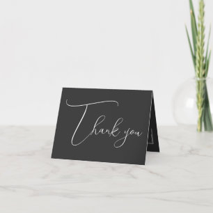Black Elegant Sleek Wedding Thank You Cards