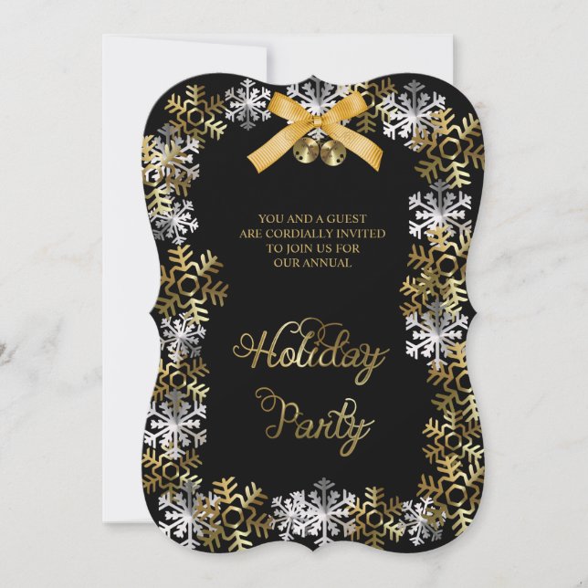 Black Elegant Snowflake Corporate Party Invite (Front)