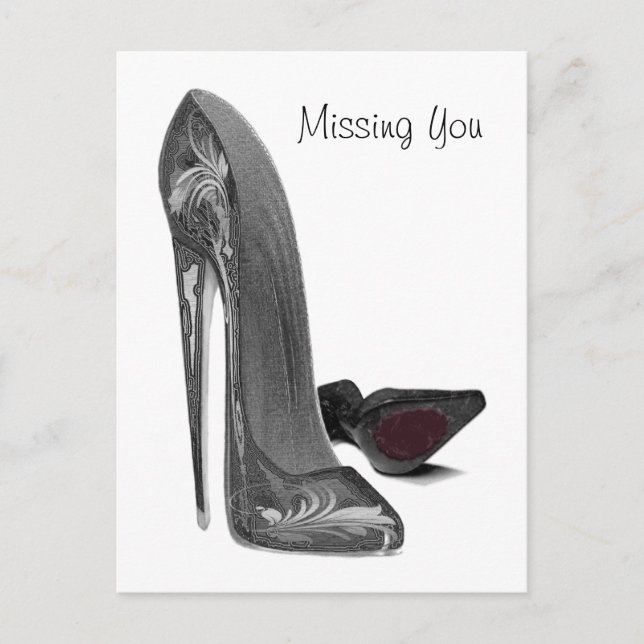 Black Elegant Stiletto Shoe Art Postcard (Front)