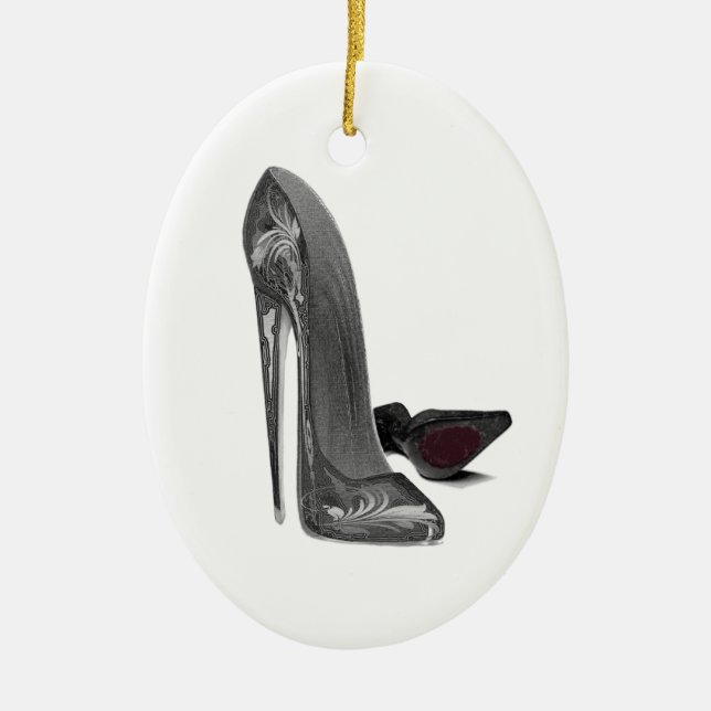 Black Elegant Stiletto Shoes High Heel Art Ceramic Tree Decoration (Front)