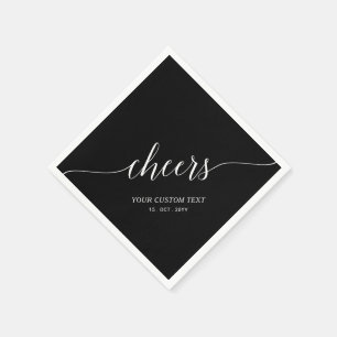 Black Elegant Stylish Lettering Cheers Event Napki Napkin
