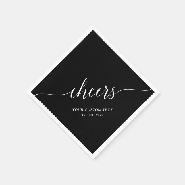 Black Elegant Stylish Lettering Cheers Event Napki Napkin (Corner)