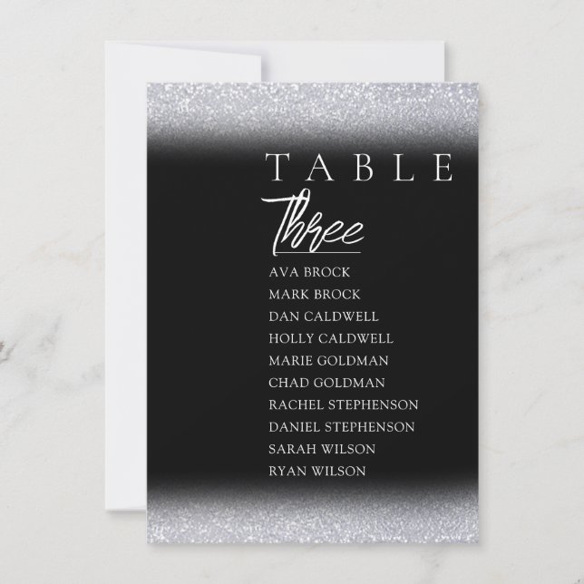 Black Elegant Table Number Seating Chart (Front)