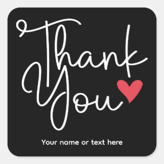 Black Elegant Thank You with heart Sticker
