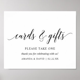 Black Elegant Typography Wedding card gift Sign v1