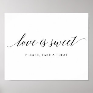 Black Elegant Typography Wedding "TREAT" Sign