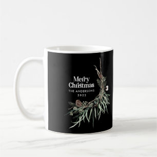 Black elegant watercolor botanical Christmas chic Coffee Mug