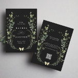 Black Elegant Watercolor Wildflower Wedding Save The Date<br><div class="desc">This elegant wedding save the date features beautiful hand-painted watercolor wildflowers arranged as a wreath,  and a QR code on the back,  perfect for spring,  summer,  or fall weddings. For more advanced customisation of this design,  please click the BLUE DESIGN TOOL BUTTON above!  Matching items are also available.</div>