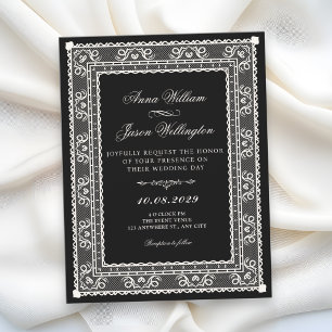 Black elegant wedding invitation
