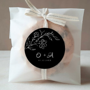 Black  Elegant Wedding Monogram Envelope Seals