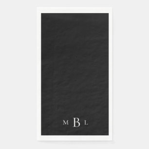 Black Elegant White II Monogram Paper Guest Towels Napkin