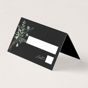 Black Elegant Wildflower Wedding Place Card