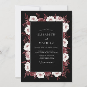 Black Elegant Winter Wedding Invitation