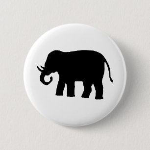 Black Elephant 6 Cm Round Badge