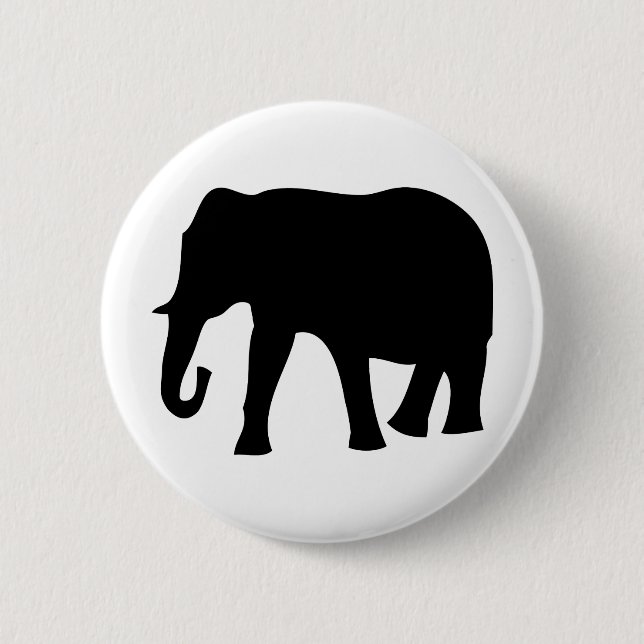 black elephant icon 6 cm round badge (Front)