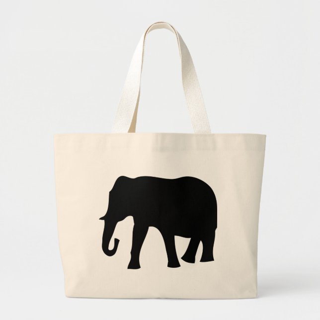 black elephant icon large tote bag (Front)