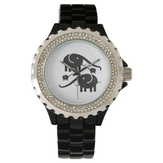 Black Elephant Illustration Watch (Front)
