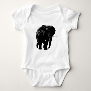 Black Elephant Silhouette Baby Bodysuit
