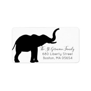 Black Elephant Silhouette Return Address Label