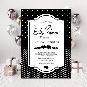 Black Elephants Baby Shower Invitation