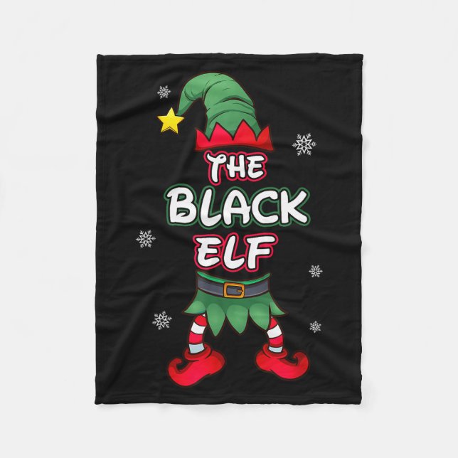 Black Elf Christmas Pajamas Pjs Matching Family Gr Fleece Blanket (Front)