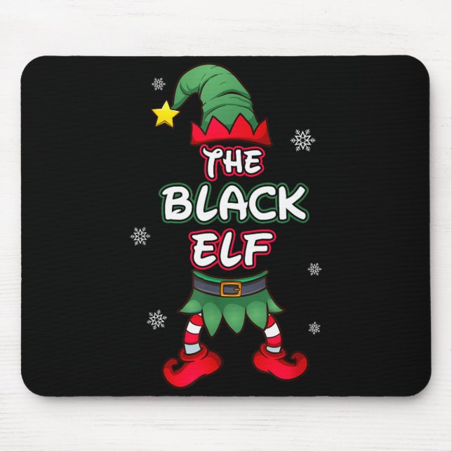 Black Elf Christmas Pajamas Pjs Matching Family Gr Mouse Mat (Front)