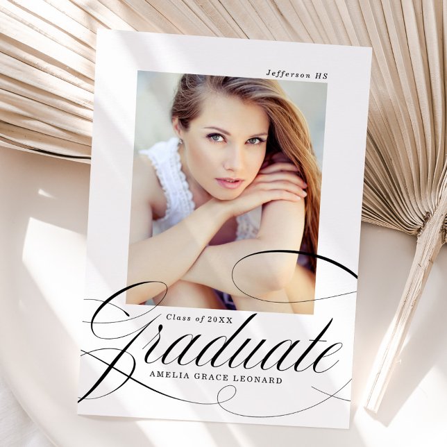 Black | Eloquence Photo Graduation Announcement (Creator Uploaded)