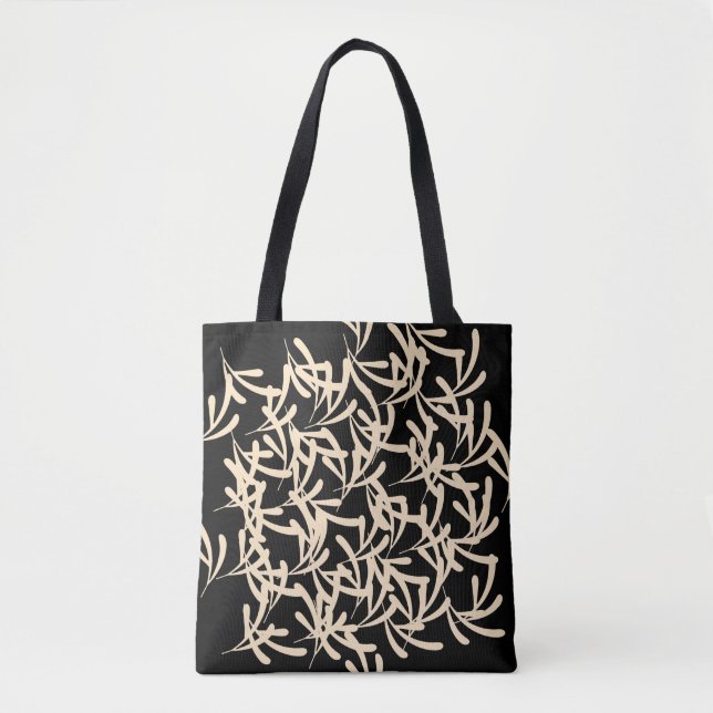 Black Embellished Decorative  Tote Bag (Front)