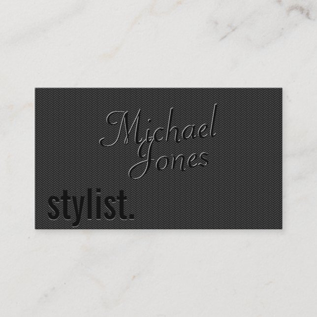 Black Embossed Look Stylist Business Business Card (Front)