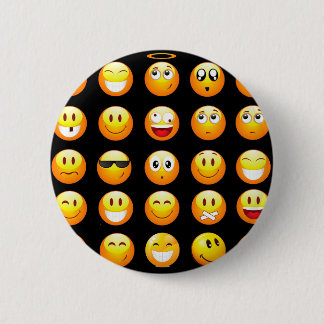 black emojis 6 cm round badge
