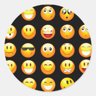 black emojis classic round sticker