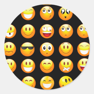black emojis classic round sticker