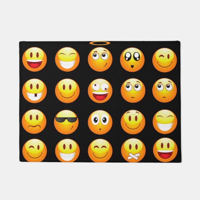 black emojis doormat door mat (Front)
