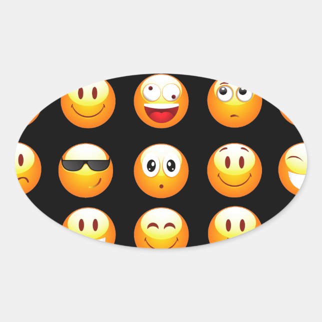 black emojis oval sticker (Front)