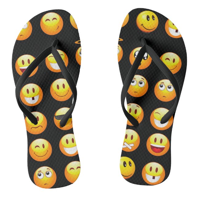 black emojis shoes flip flops sandals (Footbed)
