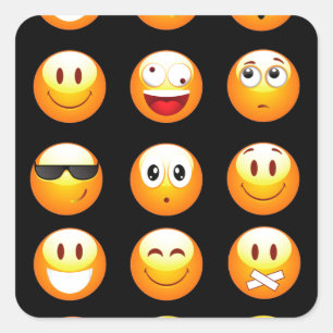 black emojis square sticker