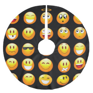 black emojis xmas christmas tree skirt