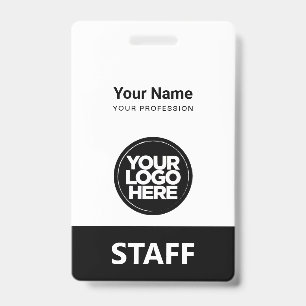 Black Employee Name Business Logo Staff Tag ID Badge