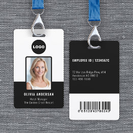 Black Employee Photo ID Bar Code Company Security ID Badge
