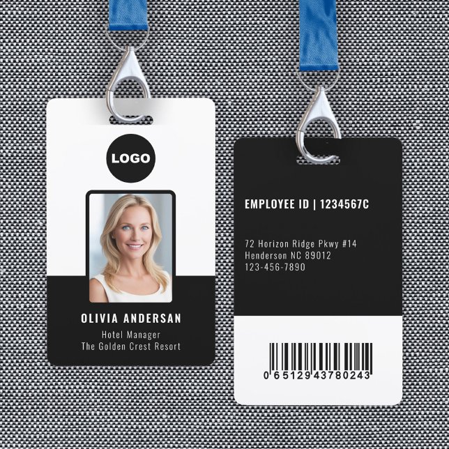 Black Employee Photo ID Bar Code Company Security ID Badge (Black Employee Photo ID Bar Code Company Security Badge)
