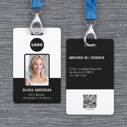 Black Employee Photo ID Qr Code Company Security Badge