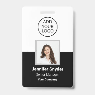 Black, Employee Photo ID w/ QR Code, Company Badge