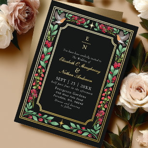 Black Enchanting Botanical Floral Garden Wedding