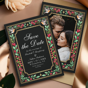 Black Enchanting Botanical Garden Wedding Photo Save The Date